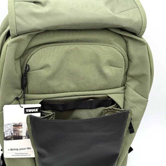 NEW Thule Paramount Commuter Backpack 27L Olivine w Reflective Rain Cover - Picture 8 of 14